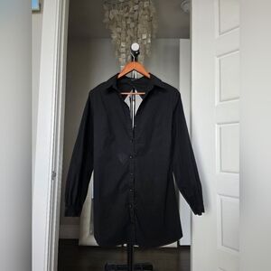 Akira Button Down Black Top with Open Back Size L